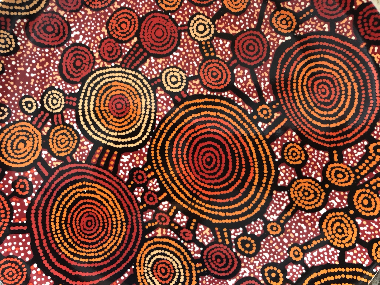Australia outback watering hole map on a plate